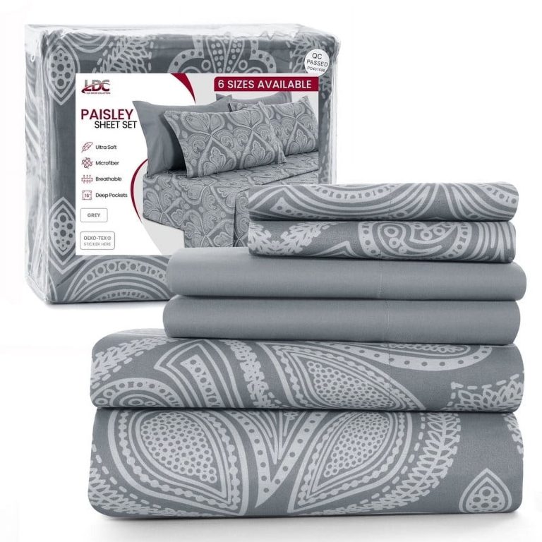 6-Piece Bed Sheet Set, Deep Pocket Queen Sheets Up to 16 Inch, 1 Flat Sheet , 1 Fitted Sheet & 4 Pillowcases (Queen, ...