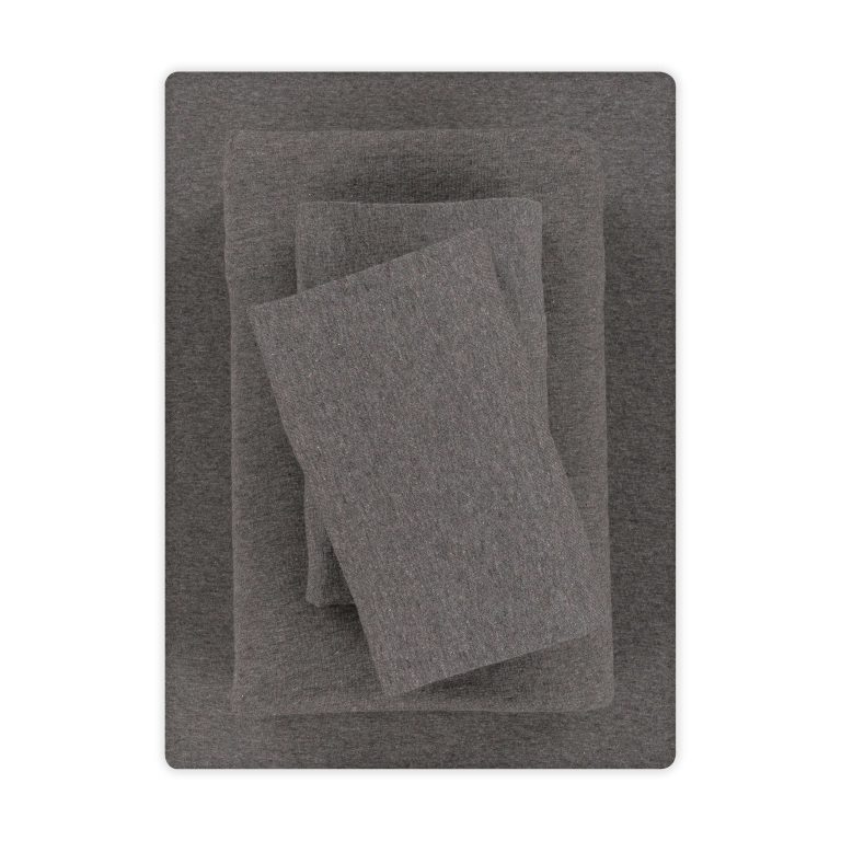 Mainstays Cotton Rich Extra Soft Jersey Bed Sheet Set, Queen, Charcoal, 4 Pieces